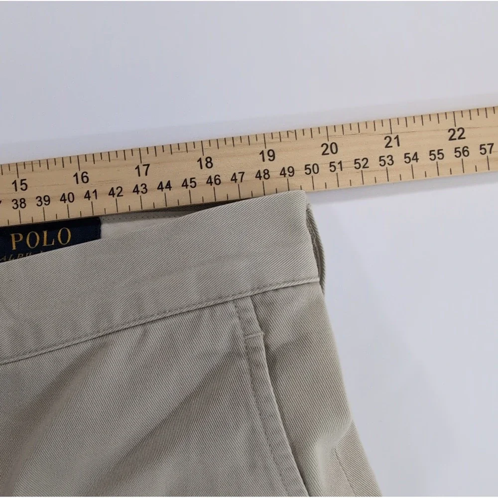 Polo Ralph Lauren Mens 38x32 Khaki Chino Pants Flat Front Cotton Twill Trousers